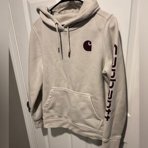 Carhartt Hoodie Cream with Burgundy Accents